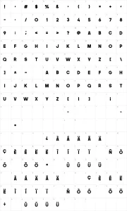 Mapa de caracteres da fonte The Next Font