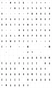 Mapa de caracteres da fonte The Outbox St
