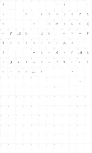 Mapa de caracteres da fonte The Quickest Shift