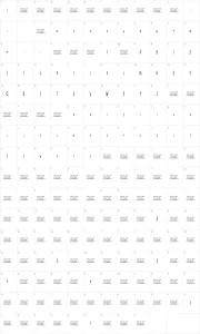 Mapa de caracteres da fonte The Sixth Sense