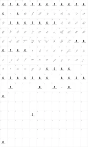 Mapa de caracteres da fonte The Waddys