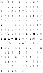 Mapa de caracteres da fonte The X-Files