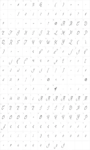Mapa de caracteres da fonte Theage