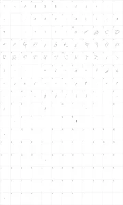 Mapa de caracteres da fonte TheArtist Script