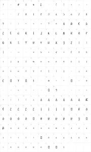 Mapa de caracteres da fonte Thicket