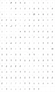 Mapa de caracteres da fonte This is Electronik