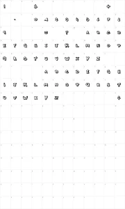 Mapa de caracteres da fonte This Night
