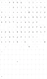 Mapa de caracteres da fonte Threadz Needle