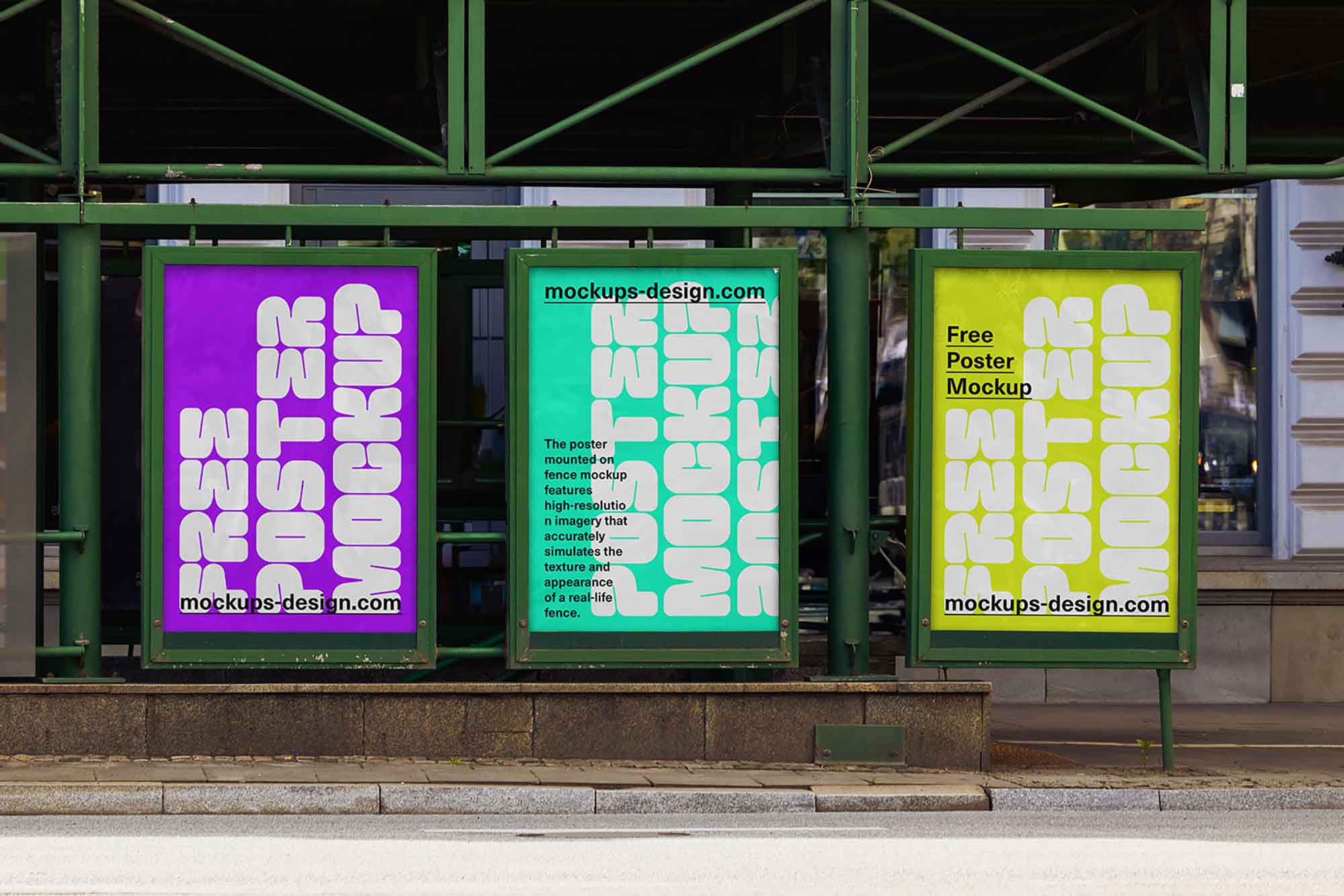 Three Posters in Metal Frames Mockup