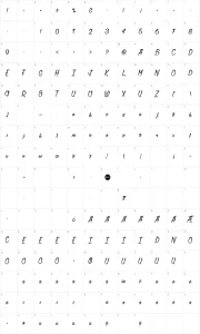 Mapa de caracteres da fonte Thunder Strike
