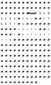 Mapa de caracteres da fonte ThunderCats + ThunderCaps