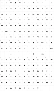 Mapa de caracteres da fonte Tigershark