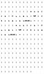 Mapa de caracteres da fonte TNG Cast