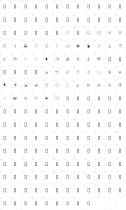 Mapa de caracteres da fonte Tombats Smilies