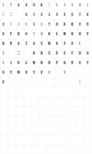 Mapa de caracteres da fonte Top Secret