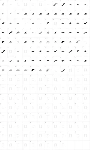 Mapa de caracteres da fonte Top Speed