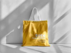 Tote Bag with Shadow Overlay Mockup