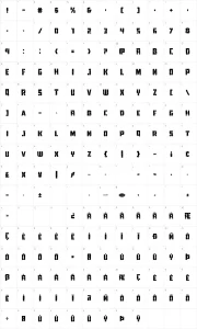 Mapa de caracteres da fonte Tower Ruins