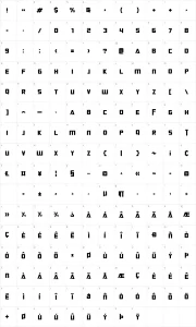 Mapa de caracteres da fonte Transformers Movie