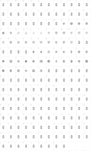 Mapa de caracteres da fonte Treasury of Design