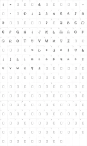 Mapa de caracteres da fonte TriangleETcircle Shadow