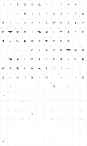 Mapa de caracteres da fonte Tribal Animals Tattoo Designs