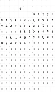 Mapa de caracteres da fonte Tribal Funk