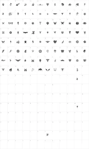 Mapa de caracteres da fonte Tribal Tattoo