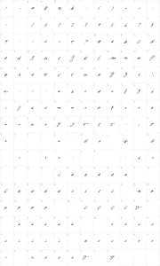 Mapa de caracteres da fonte True Blue