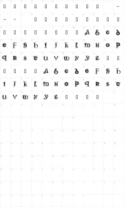 Mapa de caracteres da fonte Trueheart