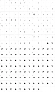 Mapa de caracteres da fonte Tweed