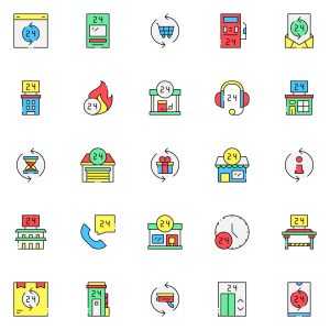 Twenty Four Hours Service Icons