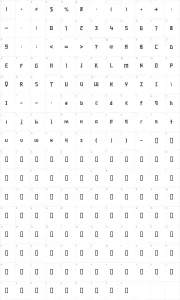 Mapa de caracteres da fonte Type Knight