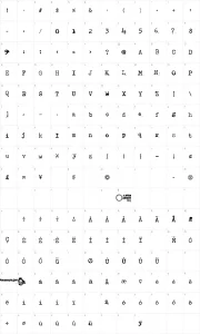 Mapa de caracteres da fonte Type-Ra