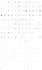 Mapa de caracteres da fonte Typewriter from 286