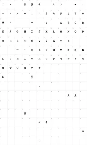 Mapa de caracteres da fonte Typewriter Royal 200