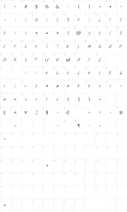 Mapa de caracteres da fonte Typical Guy Font