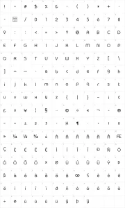 Mapa de caracteres da fonte Typografix