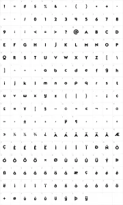 Mapa de caracteres da fonte TypoGraphica