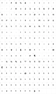 Mapa de caracteres da fonte Ultima Runes