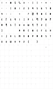 Mapa de caracteres da fonte Ultimate Midnight