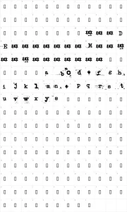 Mapa de caracteres da fonte Uncle Typewriter