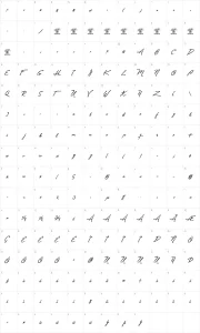 Mapa de caracteres da fonte Unthrift
