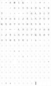 Mapa de caracteres da fonte Urban Scrawl