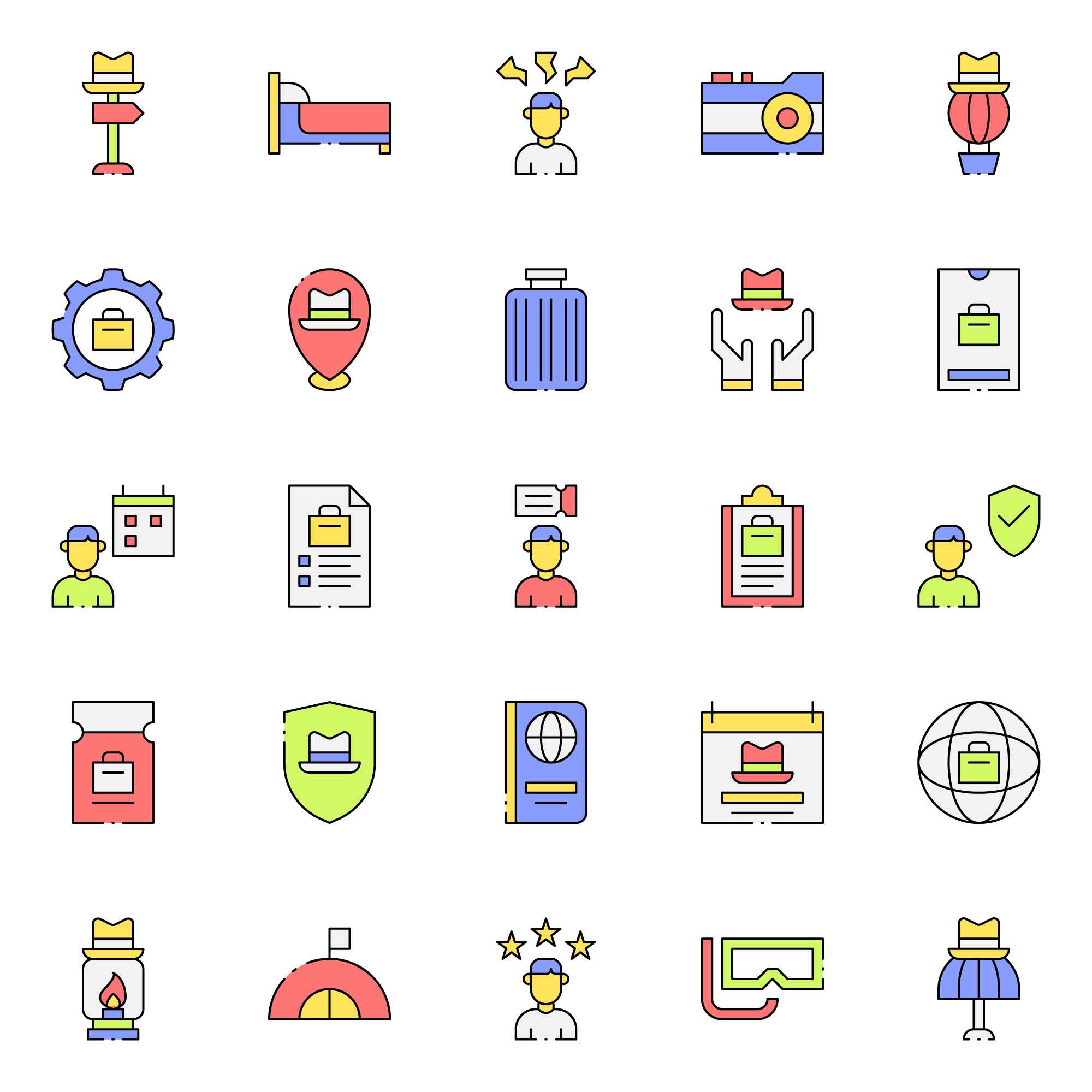 Vacation Planning Guys Trip Icons