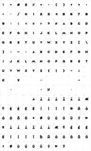 Mapa de caracteres da fonte Vampire Raves