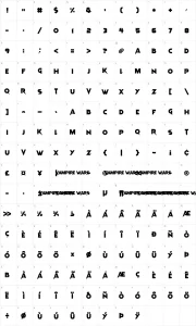 Mapa de caracteres da fonte Vampire Wars