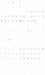 Mapa de caracteres da fonte Van den Velde Script