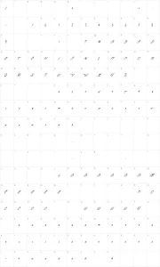 Mapa de caracteres da fonte Ventilla Script