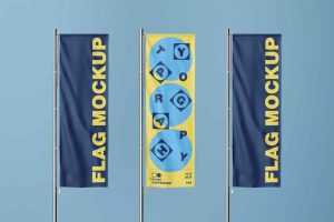 Vertical Flag Mockup